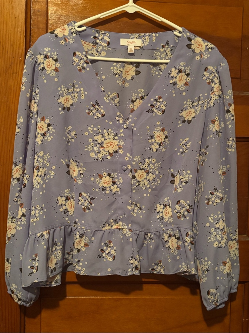 Candie’s Blue Floral Blouse NWOT